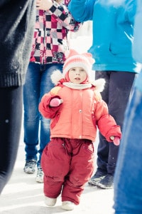 Small child lost in a crowd