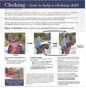 Families how to help a choking child