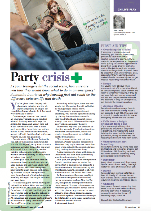 First Aid Tips for teenagers - Party Crisis